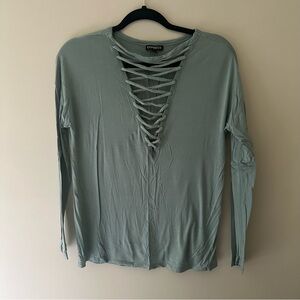 Express green lace up shirt size S